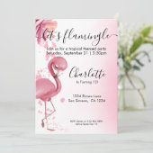 Lass Flamingle Tropical Pink Flamingo Geburtstag Einladung (Stehend Vorderseite)