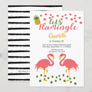 Lass Flamingle Tropical Pink Flamingo Geburtstag Einladung