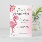 Lass Flamingle Tropical Pink Flamingo Geburtstag Einladung (Stehend Vorderseite)