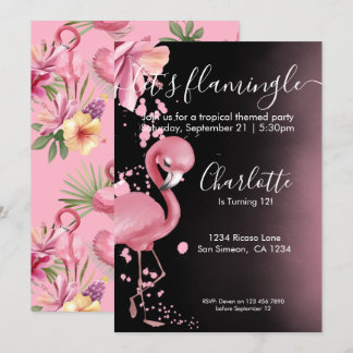 Lass Flamingle Tropical Pink Flamingo Geburtstag Einladung
