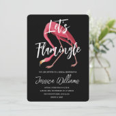 Lass' Flamingle! Tropisches Brautparty Einladung (Stehend Vorderseite)