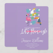 Lass' Flamingle! Tropisches Brautparty Einladung (Vorne/Hinten)