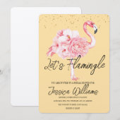 Lass' Flamingle! Tropisches Brautparty Einladung (Vorne/Hinten)