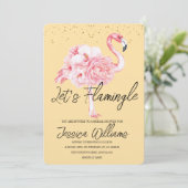 Lass' Flamingle! Tropisches Brautparty Einladung (Stehend Vorderseite)