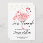Lass' Flamingle! Tropisches Brautparty Einladung (Vorne/Hinten)