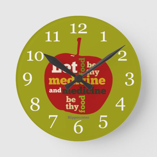 Lass Food sei dein Medizin APPLE Runde Wanduhr (Vorderseite)