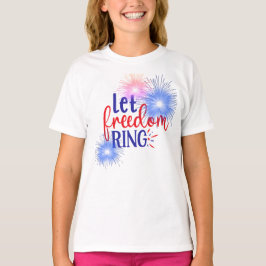 Lass Freedom Ring Fireworks Red White Blue T-Shirt