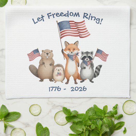 Lass Freedom Ring Forest Animals Patriotic Barbecu Geschirrtuch (Gefaltet)