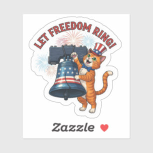 Lass Freedom Ring! - Patriotische Katze Aufkleber