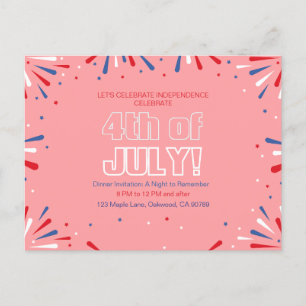 Lass Freedom Shine Bright, Sparkling 4. Juli Einladungspostkarte