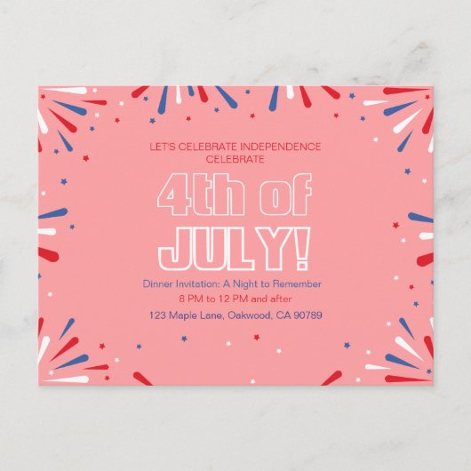 Lass Freedom Shine Bright, Sparkling 4. Juli Einladungspostkarte (Vorderseite)