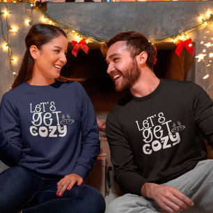 Lass Get Cosy White Script Hearts Cocoa Holiday T-Shirt