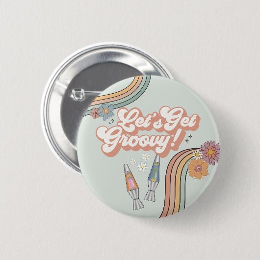 Lass Get Groovy Birthday Party Fevor Button (Vorne & Hinten)