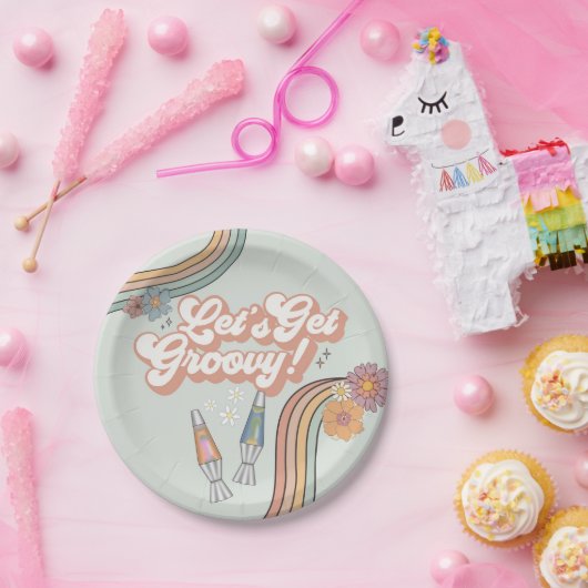 Lass Get Groovy Birthday Party Table Pappteller (Party)