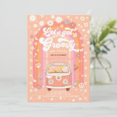 Lass Get Groovy Van Bus Rainbow Van Birthday Einladung (Stehend Vorderseite)