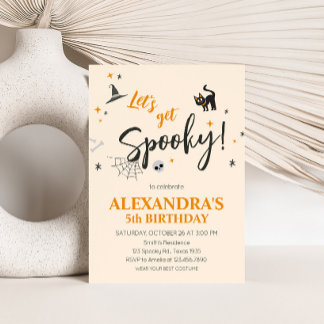 Lass Get Spooky Cat Halloween Party Einladung