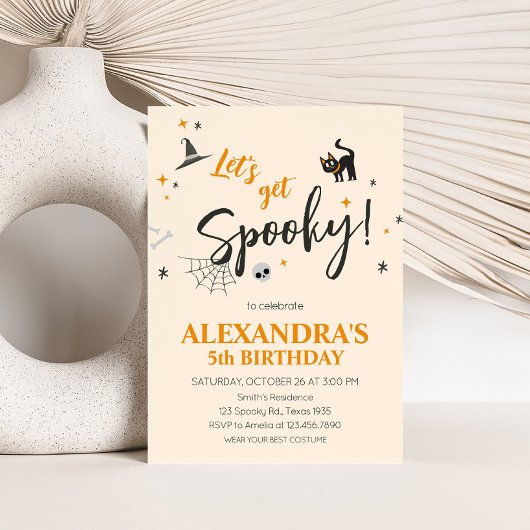 Lass Get Spooky Cat Halloween Party Einladung