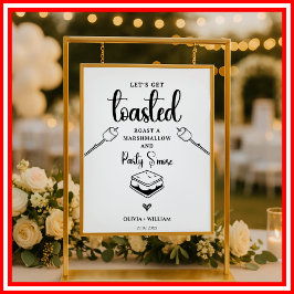 Lass Get Toasted Marshmallow Campfire Hochzeit-Zei Poster