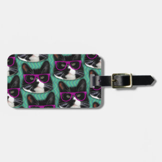 Lass Glasses Tuxedo Cat Pattern Gepäckanhänger