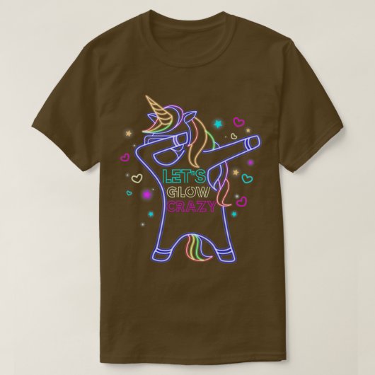Lass Glow Crazy Dabbing Unicorn 80er Retro Geburts T-Shirt (Design vorne)