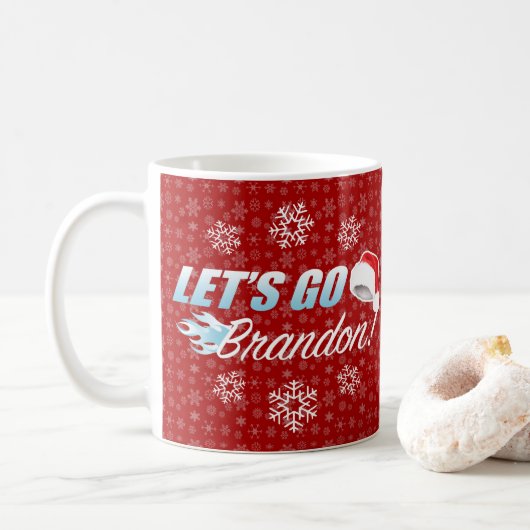 Lass Go Brandon Funny Christmas Kaffeetasse (Mit Donut)