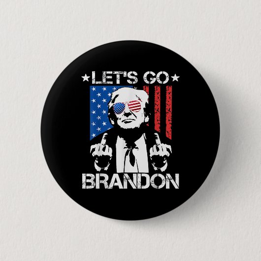 Lass Go Brandon Trump Middle Finger Flag Button (Vorderseite)