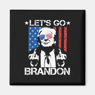 Lass Go Brandon Trump Middle Finger Flag Magnet