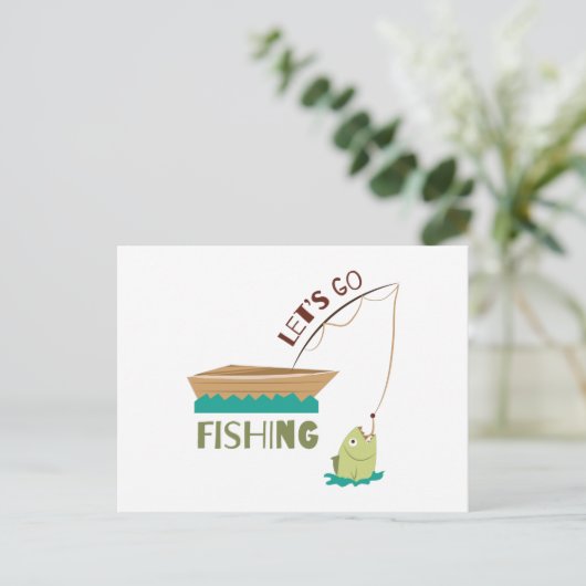 Lass Go Fishing Postkarte (Stehend Vorderseite)