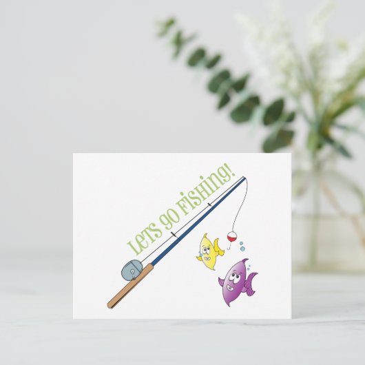 Lass Go Fishing Postkarte (Stehend Vorderseite)