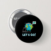 Lass Go Funny Globe Shirt Gym Motivation Flat Eart Button (Vorne & Hinten)
