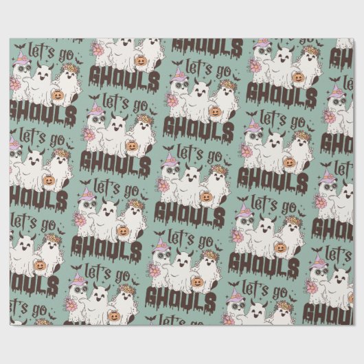 Lass' Go Ghouls Funny Boho Halloween Ghosts Geschenkpapier (Flach)
