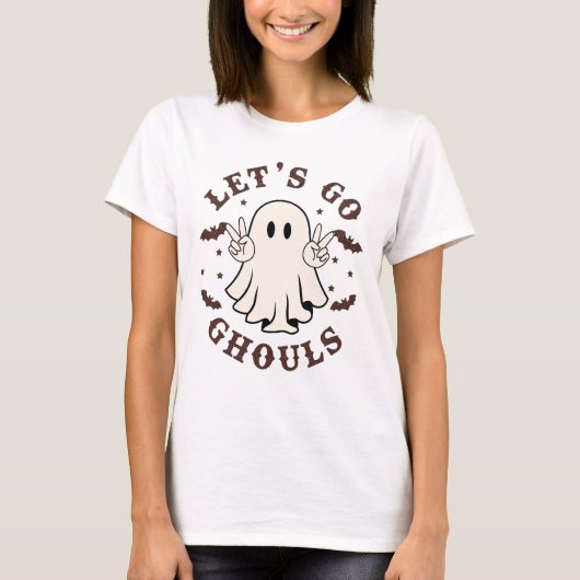 Lass Go Ghouls Funny Ghost Halloween Retro T-Shirt (Vorderseite)
