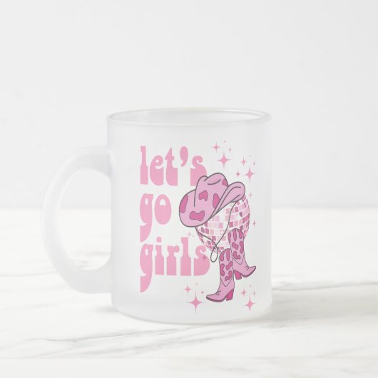 Lass Go Girls Cowgirl Personalisiert Bachelorette Mattglastasse (Links)