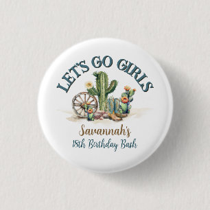 Lass Go Girls Cowgirl Rodeo Thema Geburtstagsparty Button