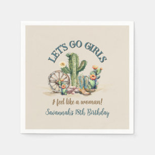 Lass Go Girls Cowgirl Western Geburtstagsparty Serviette