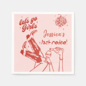 Lass Go Girls Disco Cowgirl Junggeselinnen-Abschie Serviette (Vorderseite)