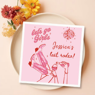 Lass Go Girls Disco Pink Cowgirl Bachelorette Serviette