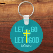 Lass Go Lasse Gott Niedliches Christliches Kreuz Schlüsselanhänger (Vorderseite)