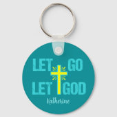 Lass Go Lasse Gott Niedliches Christliches Kreuz Schlüsselanhänger (Rückseite)