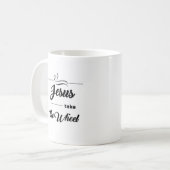 "Lass Go & Trust: "Jesus übernimmt das Rad" Kaffeetasse (Vorderseite Links)