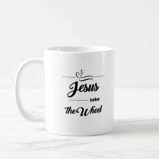 "Lass Go & Trust: "Jesus übernimmt das Rad" Kaffeetasse (Links)