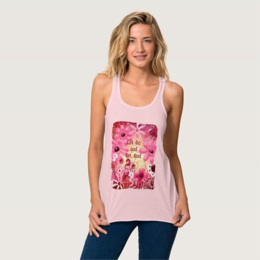 Lass Go und Lass Gott Blumenrosa Rot Tank Top (Vorderseite Vollansicht)