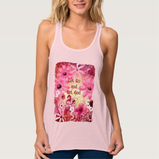 Lass Go und Lass Gott Blumenrosa Rot Tank Top (Vorderseite)