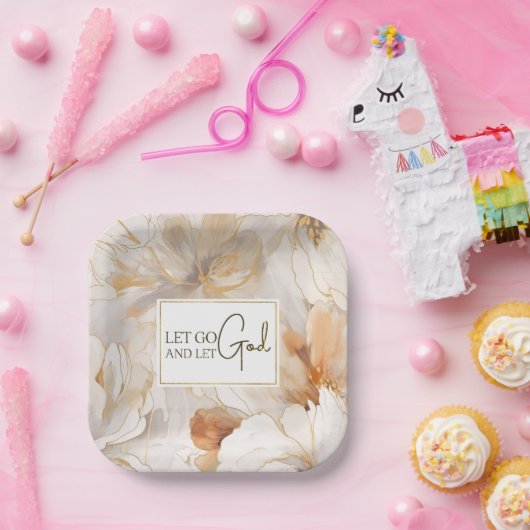 Lass Go und Lass Gott Christlich Inspiration Zitat Pappteller (Party)