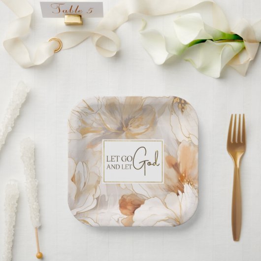 Lass Go und Lass Gott Christlich Inspiration Zitat Pappteller (Hochzeit)