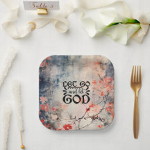 Lass Go und Lass Gott Coral Blue Floral Art Christ