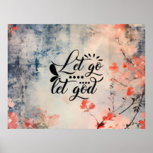 Lass Go und Lass Gott Coral Blue Floral Art Christ