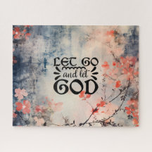 Lass Go und Lass Gott Coral Blue Floral Art Christ