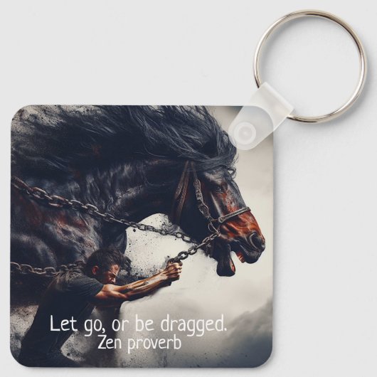 "Lass Go" und mächtiges Pferd Schlüsselanhänger (Rückseite)