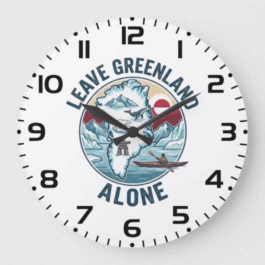 Lass Grönland in Ruhe Große Wanduhr (Vorderseite)